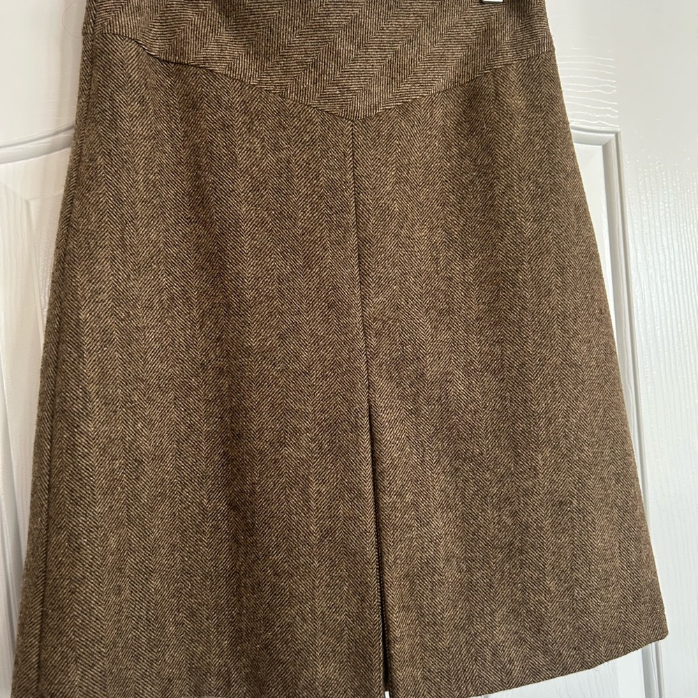 Vintage GAP Tweed Skirt Size 1 Brown‎ Herringbone Wool Blend Lined Fall 2004 Y2K - Picture 2 of 3